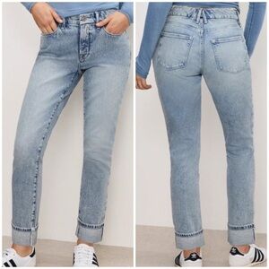 Good American Mid Rise The Weekender Cuffed Jeans in Indigo 750